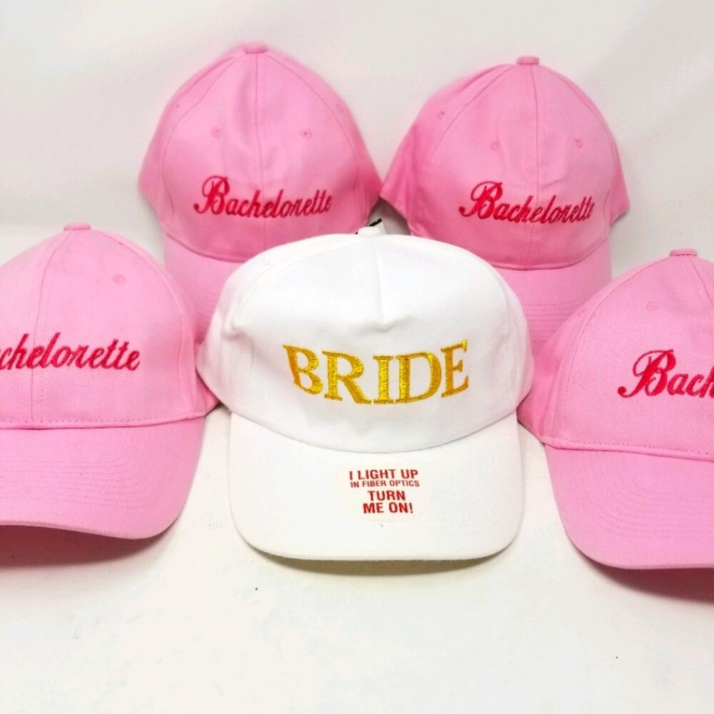 Bridal NEW Bachelorette Party Ball Caps Set 4 +1‎ Comfortable Bride Cap One Size
